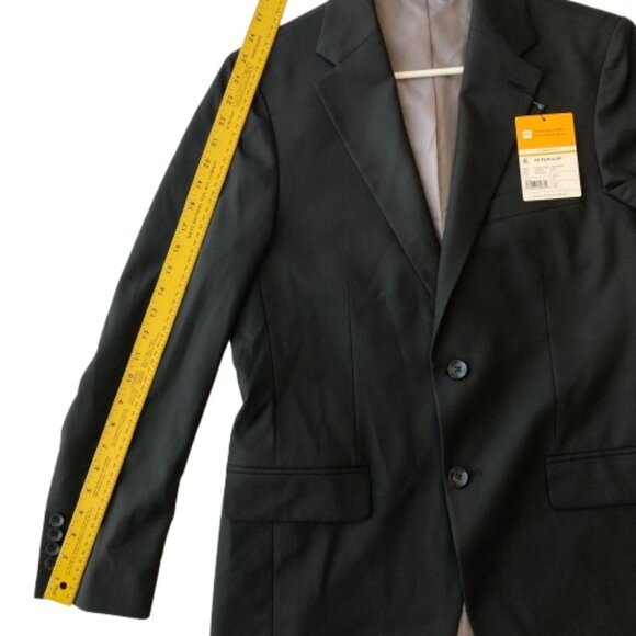 Haggar H26 Premium Stretch Suit Coat Tailored Fit 38R Black Shadow Check NWT - Picture 8 of 13